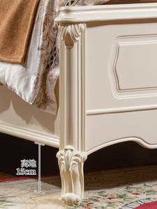 Letto in Legno Massello Intagliato Stile Americano, Bianco, Arredamento per Camera da Letto Principessa, Letto Matrimoniale per Coppie - Product Image 4