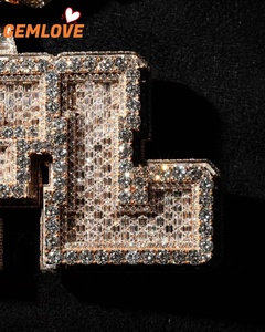 GEMLOVE - Juego de Joyería para Hombre con Colgante de Letra NFL con Diamantes, Cadena Cubana de Oro de 18K, Estilo Hip Hop, para Fiestas y Aniversarios - Product Image 3