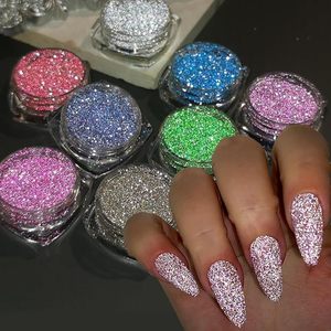 ชุดผงกลิตเตอร์สะท้อนแสง 8 สี ประกายเพชร กลิตเตอร์เล็บสีเงิน ชมพู ม่วง เขียว ผงกลิตเตอร์ตกแต่งเล็บแบบฝุ่น - Product Image 1
