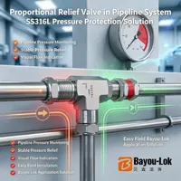 Vanne de sécurité de décharge à trois voies proportionnelle en acier inoxydable 316 forgé et poli, raccord NPT à double ferrule
