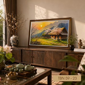 Pintura al Óleo de Pueblo de Montaña de Vietnam, Directo de Fábrica, Lienzo Premium, Arte Decorativo para Pared, Servicio OEM ODM, Modelo TBN59-23 - Product Image 5