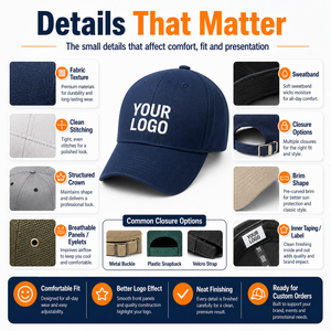 หมวกเบสบอลปักลาย 5 ชิ้น แบบ 2 สี ทรง Dad Hat พร้อมโลโก้พิมพ์ หมวก Snapback สำหรับธุรกิจ - Product Image 3