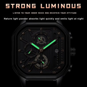 Montre à quartz en acier inoxydable pour homme, design ajouré tendance, étanche, montres-bracelets originales pour homme, montre de luxe pour homme - Product Image 4