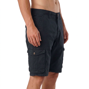 Shorts cargo pour homme, couleur unie, taille mi-haute, fermeture boutonnée, shorts décontractés de style bermuda avec poches, tissu en coton respirant - Product Image 2