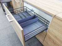 Organisateur de tiroir coulissant intelligent en fil métallique, panier de rangement pour vaisselle, assiettes et bols pour armoire de cuisine