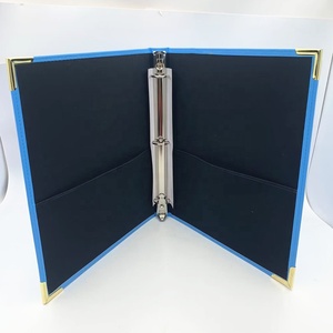 Tùy chỉnh 3 Vòng chất kết dính văn phòng kinh doanh PU thư mục tập tin <span class=keywords><strong>A4</strong></span> ánh sáng màu xanh giả da danh mục đầu tư tổ chức với góc Kim loại - Product Image 1