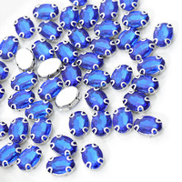 Strass en verre ovale Selina en forme de griffe, 10x14mm, à dos plat, écologiques, pour robe de mariée, costume, à coudre à la main