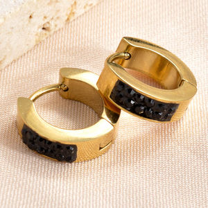 Vente en gros de boucles d'oreilles clous unisexes hypoallergéniques, tendance, massives, en acier inoxydable plaqué or 18 carats, pour mariage - Product Image 5