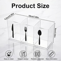 Organisateur de couverts en acrylique transparent, porte-couverts transparent à 3 sections, support en plastique pour la cuisine