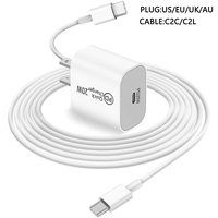 Fábrica de alta calidad 2A 2.4a 3a logotipo personalizado tipo C adaptador cable de alimentación PD 20W para enchufe de cargador de teléfono