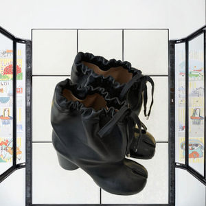 Botas Tabi de Cuero Chelsea con Cordones, Cómodas, Retro, Sencillas, con Punta Suave, Tacón Grueso de PU, Ligeras - Product Image 2