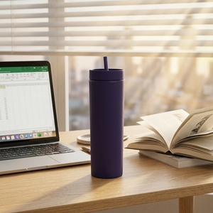 Vaso Delgado de Plástico de Doble Pared de 16 oz <span class=keywords><strong>con</strong></span> Logotipo Personalizado, <span class=keywords><strong>con</strong></span> Pajita, <span class=keywords><strong>Foto</strong></span> <span class=keywords><strong>y</strong></span> <span class=keywords><strong>Texto</strong></span> Personalizados, Acabado Mate, Reutilizable, para Regalo - Product Image 5