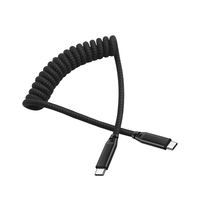 Kabel Data pegas siku PD100W kabel pengisi daya teleskopik elastis Tipe C ganda untuk sepeda motor pengisian Super cepat