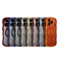 Étui de téléphone magnétique électroplaqué à grandes vagues pour iPhone 11 12 13 14 15 16 17 Pro Max 18 Pro 18 Pro Max