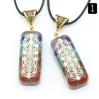 Collier pendentif en orgonite, cristal naturel rectangulaire, résine, pierre colorée, chakra, yoga, guérison, vente en gros