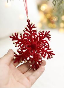 Ensemble de pendentifs de Noël de luxe nordique, ornements en peluche flocon de neige rouge et cerf pour la décoration de l'arbre de Noël, fournitures de décoration en gros - Product Image 6