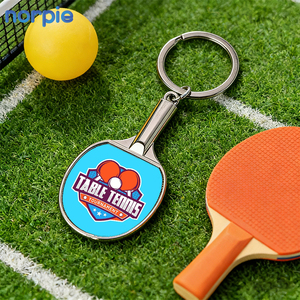 Nouveau porte-clés de tennis de table à la mode, alliage de zinc, sublimation, logo personnalisé, porte-clés en métal de ping-pong, porte-clés de raquette, cadeaux sportifs - Product Image 1