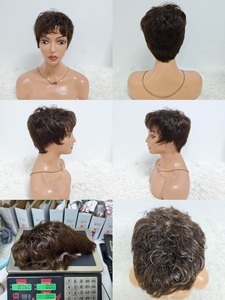 Letsfly Promotion 13$ Silk Base Lace Short Cut <b>Wigs</b> Natural Black 100% Human Hair Virgin Hair Pixie Cut <b>Wigs</b> 60gram Wholesales - Product Image 5