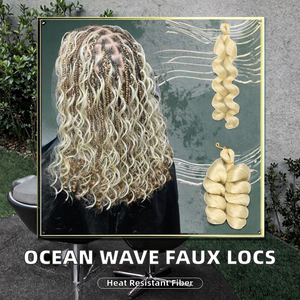 Extensions de tresses synthétiques pré-bouclées en vrac, style vague océanique, sans nœuds, effet bouclé, <span class=keywords><strong>pour</strong></span> tresses torsadées au crochet - Product Image 2