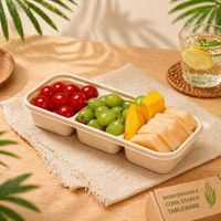 Boîte bento jetable écologique en amidon de maïs, conteneur alimentaire rectangulaire japonais avec couvercle pour la restauration