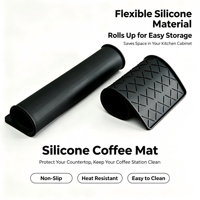 Tapis de bar à café en silicone résistant à la chaleur, tapis de séchage antidérapant de qualité alimentaire avec rainures pour la protection du comptoir de la machine à expresso