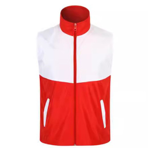 Gilet de sécurité réfléchissant rouge et blanc, bloc de couleurs, fermeture éclair intégrale, unisexe, pour l'automne - Product Image 1