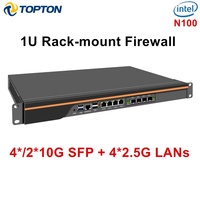 Firewall de Montaje en Rack 1U, OPNsense VPN, Dispositivo de Seguridad de Red, Router, PC, Intel Alder Lake N100, 4*/2*10G SFP+, 4*i226-V, 2.5G LANs