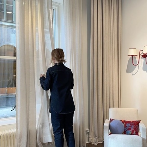 Rideau occultant simple moderne de luxe crème transparent en tulle uni coloré personnalisé pour salon chambre à coucher - Product Image 6