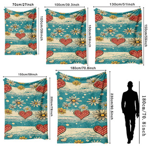 Manta de Franela con Diseño Floral de Corazones, Ligera y Resistente a la Decoloración, para Dormitorio o Sala de Estar, Impresión Personalizada, OEM, ODM - Product Image 6