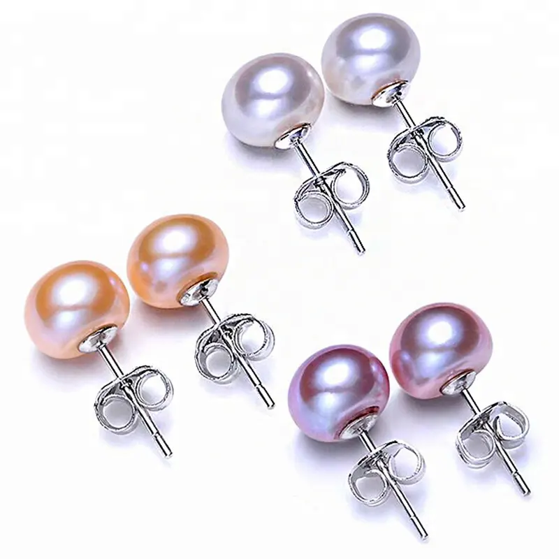 2019 Nieuwe 925 sterling zilveren sieraden parel stud oorbellen 6 7 8 9mm natuurlijke oorbellen parel fashion oorbellen vrouwen's gift