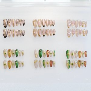Uñas de presión reutilizables de lujo de alta calidad, armadura de desgaste, uñas postizas, puntas de manicura, juego de uñas artificiales reutilizables, Unas Postizas - Product Image 1