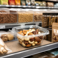 Boîte de conservation alimentaire jetable en PET avec couvercle rabattable pour la préparation des repas, sandwichs, salades, fruits, collations, vente au détail, épicerie, supermarché, vente en gros, OEM