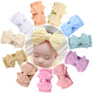 Big Bow Knot Wide Headbands Girls Kids Cute solid Lace headdress DIY Children Hair bow Party Baby Hair Accessories