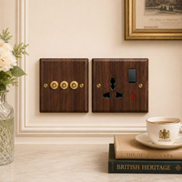 Prise murale universelle rétro en bois massif, interrupteur à bascule antique, 13A, norme britannique, avec ports USB et Type-C