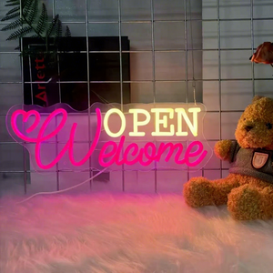 Enseigne murale personnalisée pour vitrine de magasin - Design d'enseigne au néon LED OPEN WELCOME - Product Image 1