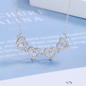 Collar de trébol de 4 hojas, Plata de Ley 925, Micro Zirconia pavimentada, estilo de corazón de moda, colgante de trébol de cuatro hojas de la suerte - Product Image 4