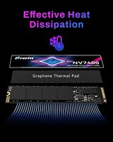 SSD interne de jeu BIWIN NV7400 1 To M.2 PCIe 4.0 x4 NVMe 2.0, 7450 Mo/s en lecture, 6500 Mo/s en écriture, TLC NAND