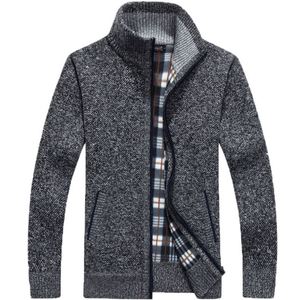 Vente en gros de pulls en tricot à fermeture éclair pour hommes, automne-hiver, polaire épais, haut en tricot, veste décontractée, veste chaude épaisse, cardigan, pulls - Product Image 4