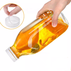 Large bouche 16oz 32oz 1 litre clair carré raisin Orange café confiture Sauce <span class=keywords><strong>miel</strong></span> jus bouteille bouteilles de lait verre avec bouchon à vis - Product Image 5