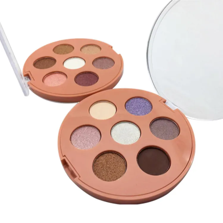 Custom Oogschaduw Palet Hoge Gepigmenteerde Shimmer 7 Kleur Cosmetica Make Ronde Eyeshadow Palette Geen Logo