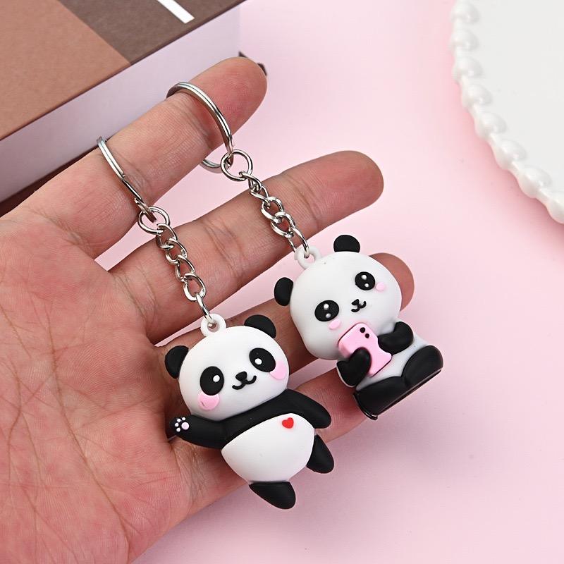 Wholesale of Cute National Treasure Panda Cartoon Keychains Playful Panda Bags Pendants and Small Gifts Promotion