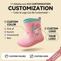 Nouvelles bottes de pluie imperméables pour tout-petits, mignonnes, avec semelle antidérapante en nid d'abeille et bordure en cuir, pour petites filles, idéales pour jouer dans les flaques d'eau en extérieur