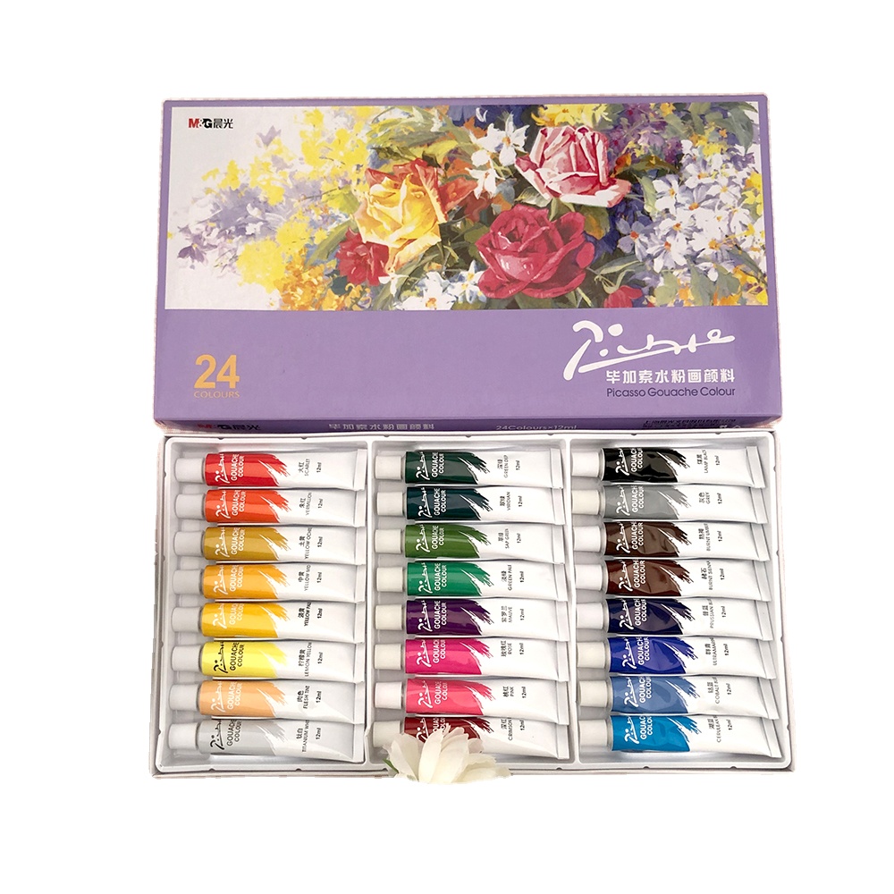 M & G Горячая Распродажа Профессиональный мини гуашь цветная краска 24 цвета набор студенческие канцелярские принадлежности