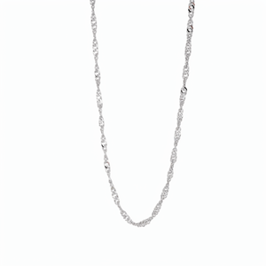 Soft <b>Delicate</b> Wave Textured White Pt950 Fine Cable Chain <b>Necklace</b> Unisex Dainty Stackable Luxury Platinum Jewelry Gift - Product Image 6