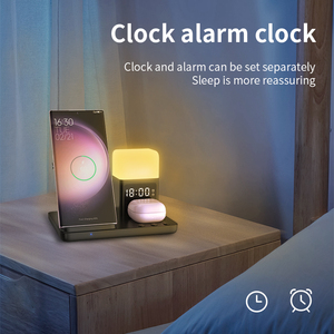 New Arrival 6 Trong 1 Đồng Hồ Báo Thức Điện Thoại Không Dây Sạc Với Thông Minh Ánh Sáng Ban Đêm Điều Khiển 15W Nhanh Chóng Sạc Đứng - Product Image 4