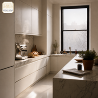 Meubles de cuisine sur mesure pour toute la maison, blanc pur, sans poignée, panneau plat, fermeture douce, quincaillerie, usine OEM
