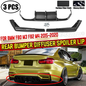 2015-2020 <b>for</b> BMW F80 M3 F82 M4 <b>Car</b> Rear Bumper <b>Diffuser</b> Spoiler Lip Splitter Protector Guard Carbon Fiber Style Glossy Black - Product Image 1