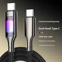 HJY Nylon 100W 5A Dual Type-C Ligne de données à chargement rapide pour téléphone portable et ordinateur Camera-2M Design creux coloré