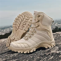 Chaussures de sécurité de fabrication industrielle, bottes tactiques imperméables en similicuir personnalisées, bottes tactiques antidérapantes pour hommes