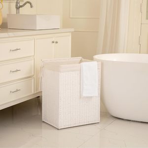 Cesta de cuerda de <span class=keywords><strong>papel</strong></span> plegable tejida a mano con bolsa de forro desmontable Cesta de almacenamiento con asa <span class=keywords><strong>para</strong></span> dormitorio o lavadero - Product Image 1